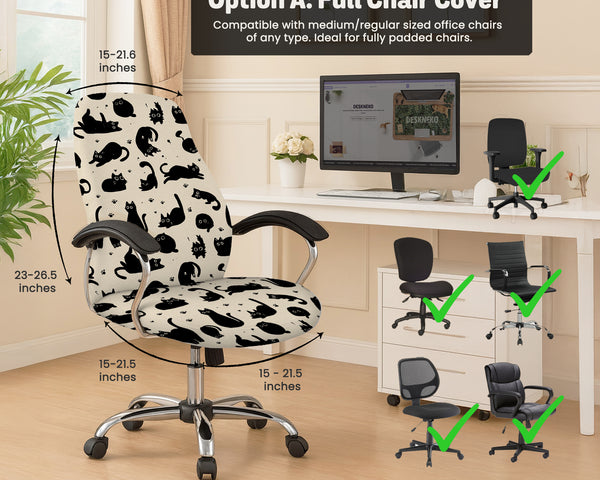 Black Cat Desk Chair Cover - Chair Covers - Deskneko - Desk Chair Covers