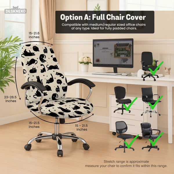 Black Cat Desk Chair Cover - Chair Covers - Deskneko - Desk Chair Covers