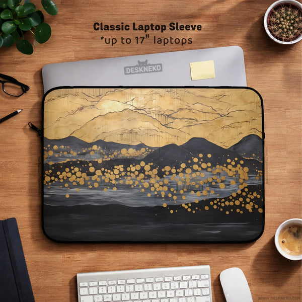 Gold Japandi Laptop Bag with Shoulder Strap - Deskneko