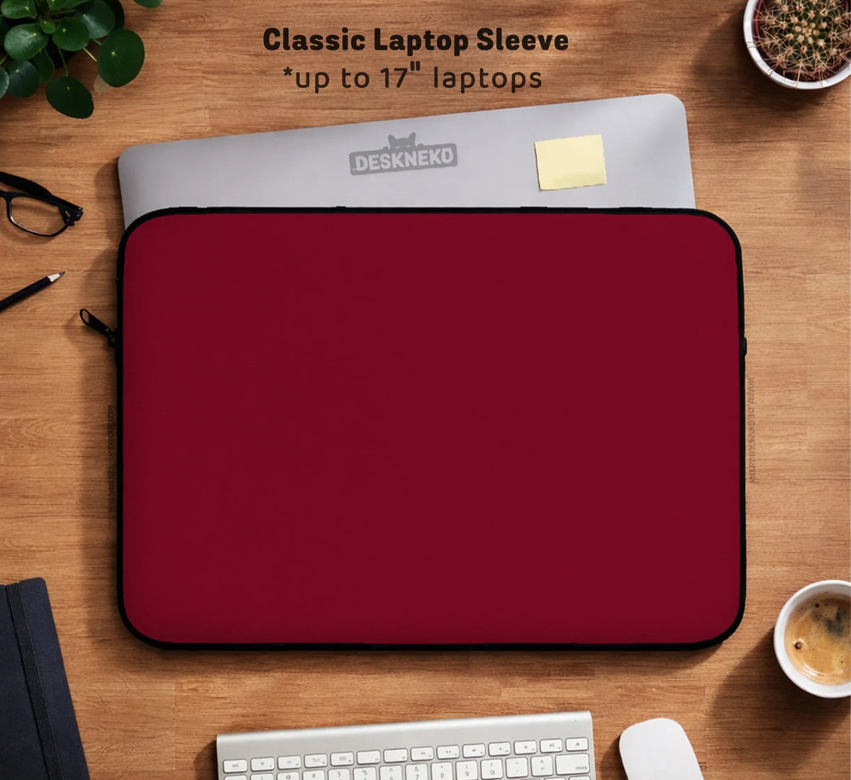 Burgundy Laptop Sleeve & Bag for MacBook and Notebooks - Deskneko