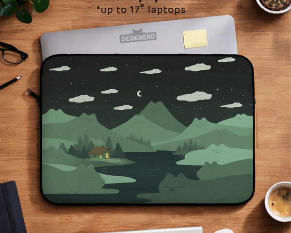 Green Cat Mountains Laptop Sleeve & Bag - Deskneko