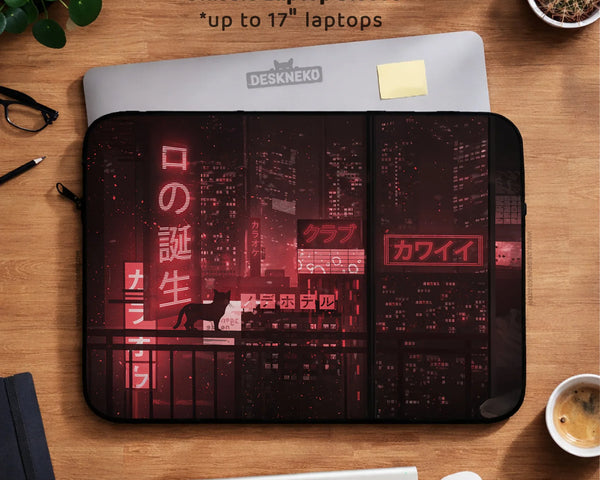 Red Cyberpunk Laptop Sleeve & Bag - Deskneko