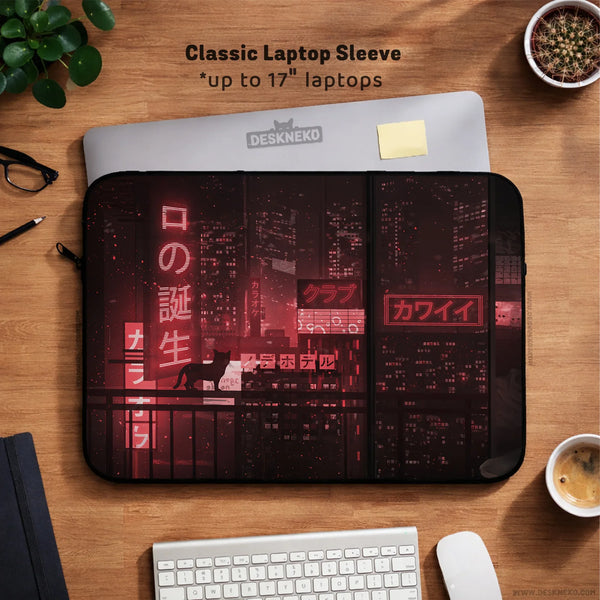 Red Cyberpunk Laptop Sleeve & Bag - Deskneko