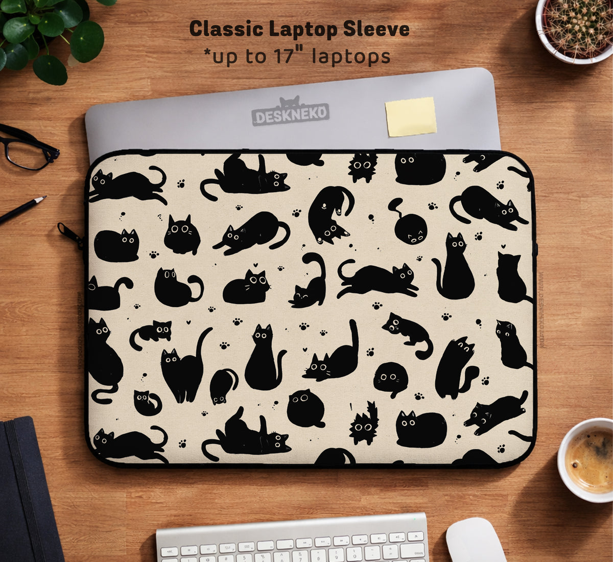 Cat Pattern Laptop Sleeve - Laptop Sleeve - Deskneko - Laptop Sleeves & Bags