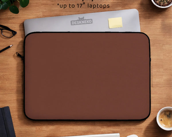 Mahogany Laptop Sleeve & Bag, Minimalist Brown Protective Work Case - Deskneko