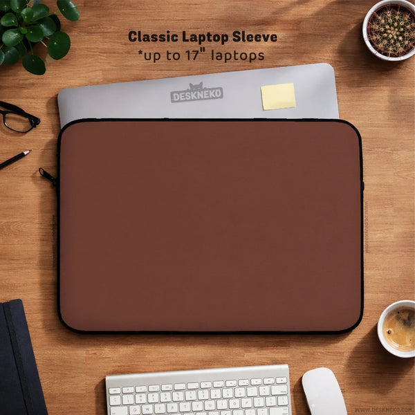 Mahogany Laptop Sleeve & Bag, Minimalist Brown Protective Work Case - Deskneko