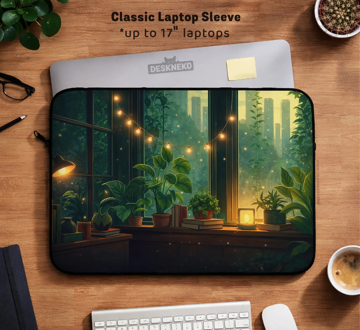 Cozy Green Window Laptop Sleeve & Bag - Deskneko