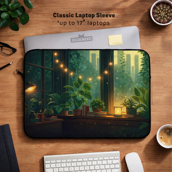 Cozy Green Window Laptop Sleeve & Bag - Deskneko