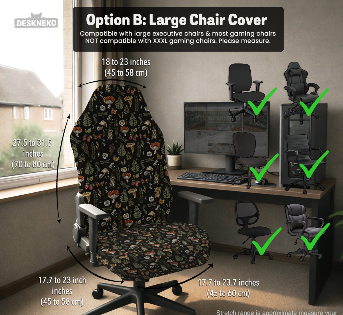 Woodland Pattern Desk Chair Cover - Chair Covers - Deskneko - Desk Chair Covers