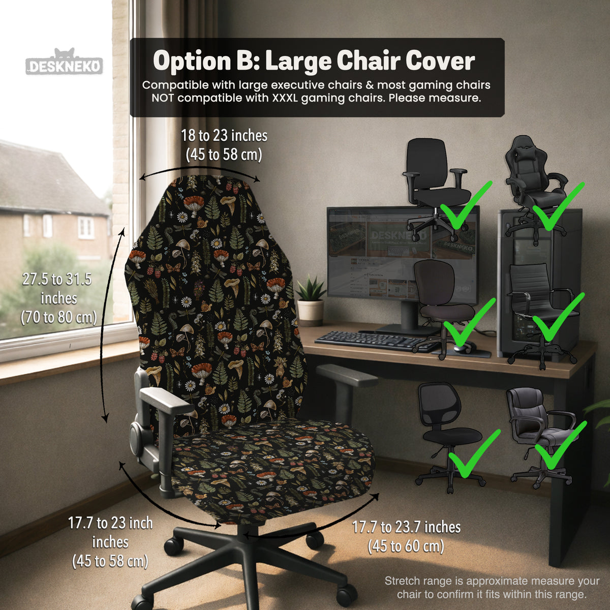 Woodland Pattern Desk Chair Cover - Chair Covers - Deskneko - Desk Chair Covers
