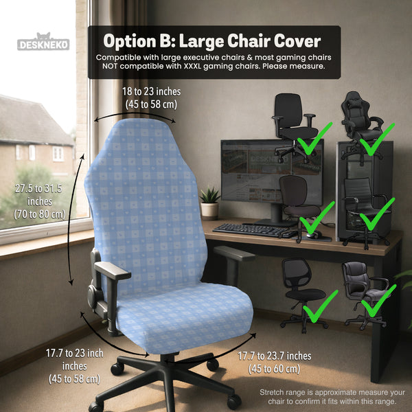Blue Gingham Desk Chair Cover - Chair Covers - Deskneko - Desk Chair Covers