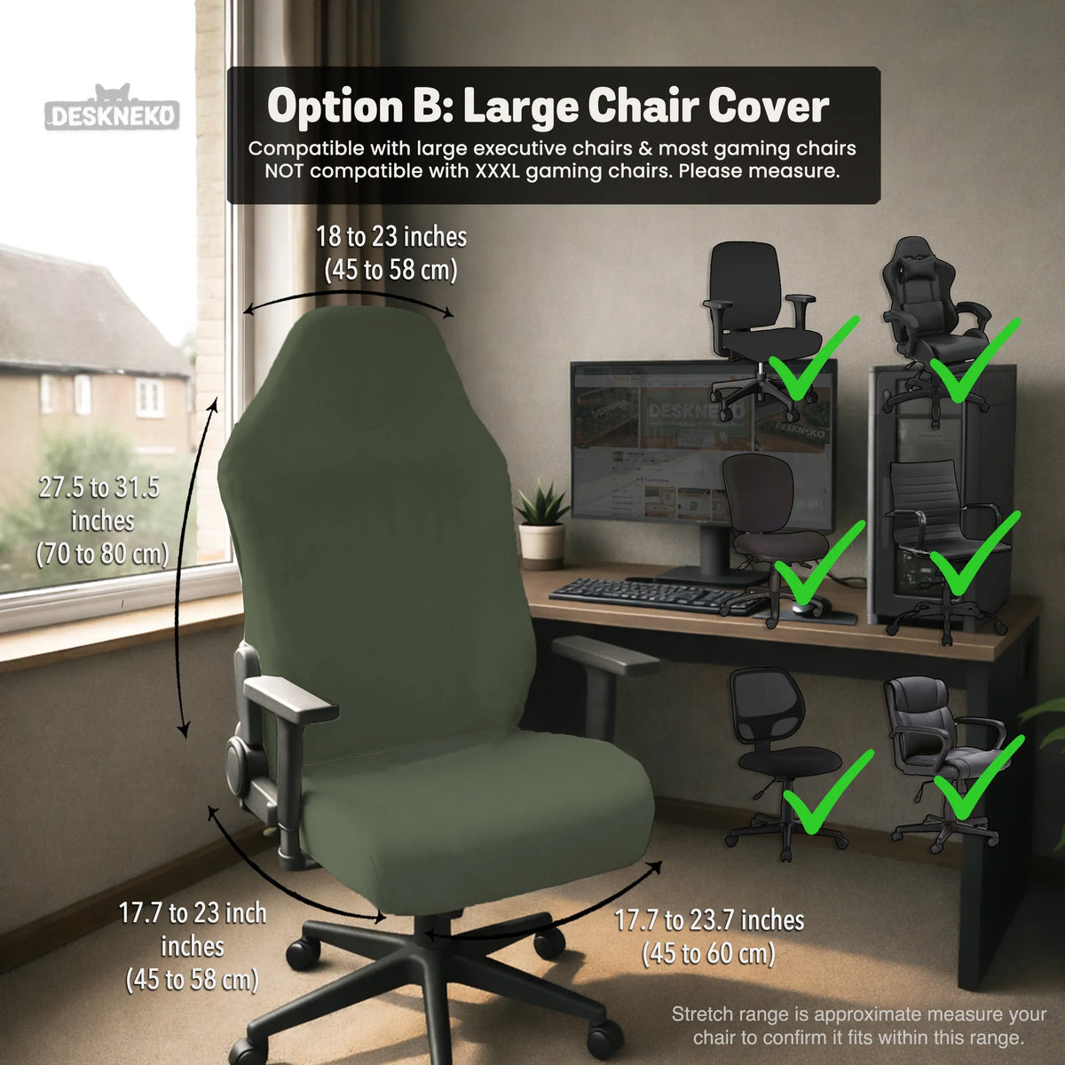 Warm Forest Green Office Chair Cover - Deskneko
