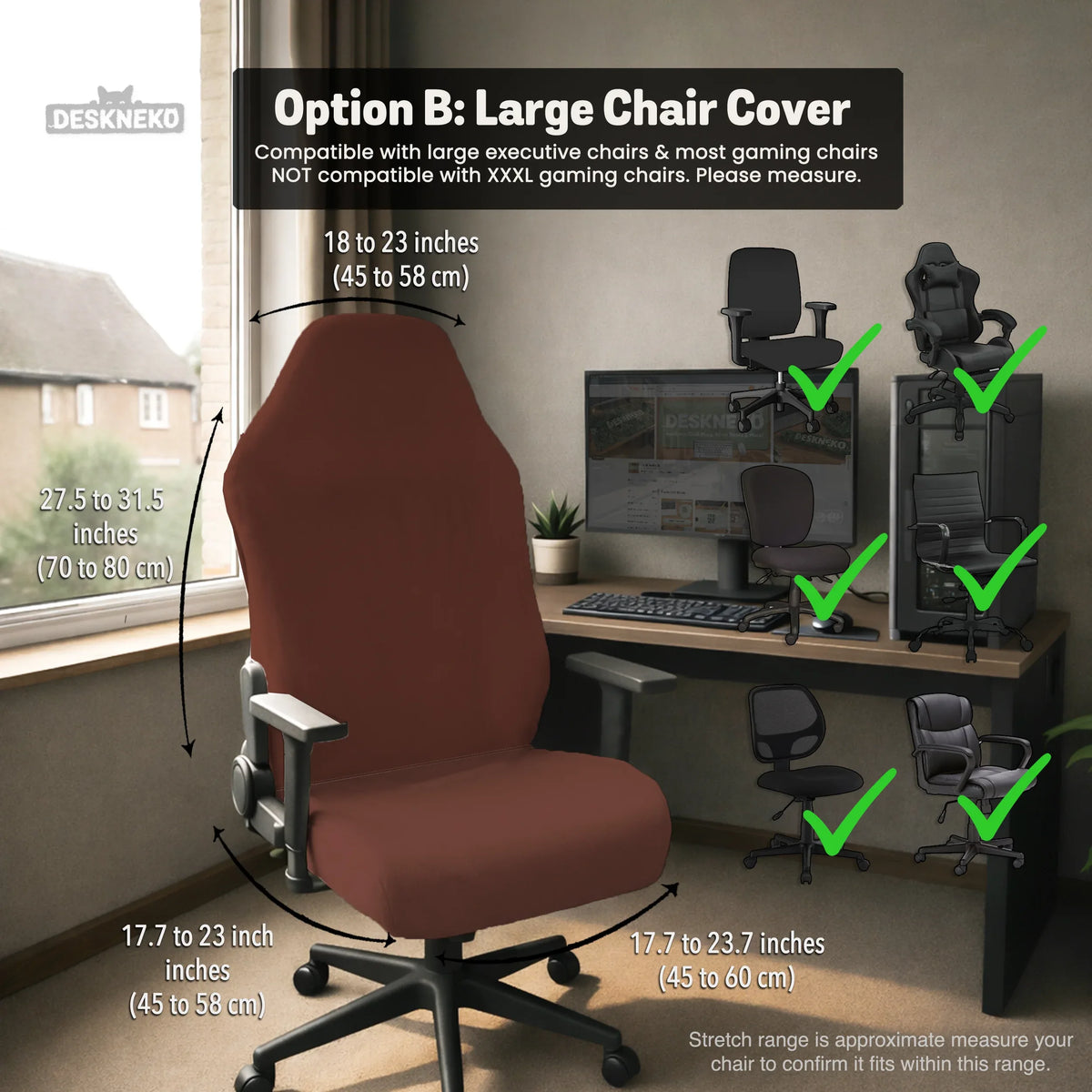 Mahogany Brown Desk Chair Cover - Deskneko