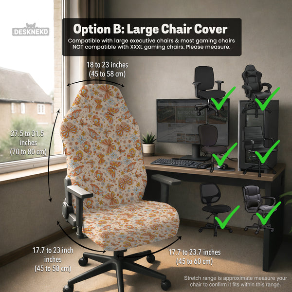 Retro Butterfly Desk Chair Cover - Chair Covers - Deskneko - Desk Chair Covers