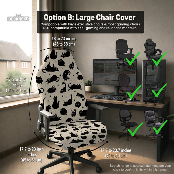 Black Cat Desk Chair Cover - Chair Covers - Deskneko - Desk Chair Covers