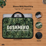 Botanical Cat Laptop Sleeve & Bag, Forest Green Aesthetic Case - Deskneko