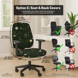 Botanical Office Chair Cover with Dark Green Floral Pattern - Deskneko