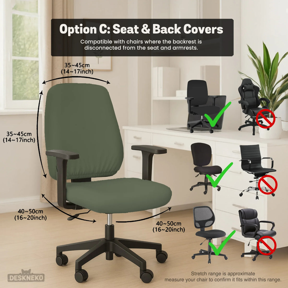 Warm Forest Green Office Chair Cover - Deskneko