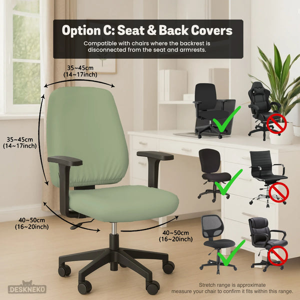 Soft Sage Green Office Chair Cover - Deskneko