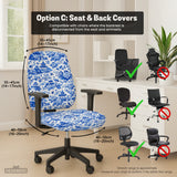 Blue Chinoiserie Desk Chair Cover - Chair Covers - Deskneko - Desk Chair Covers