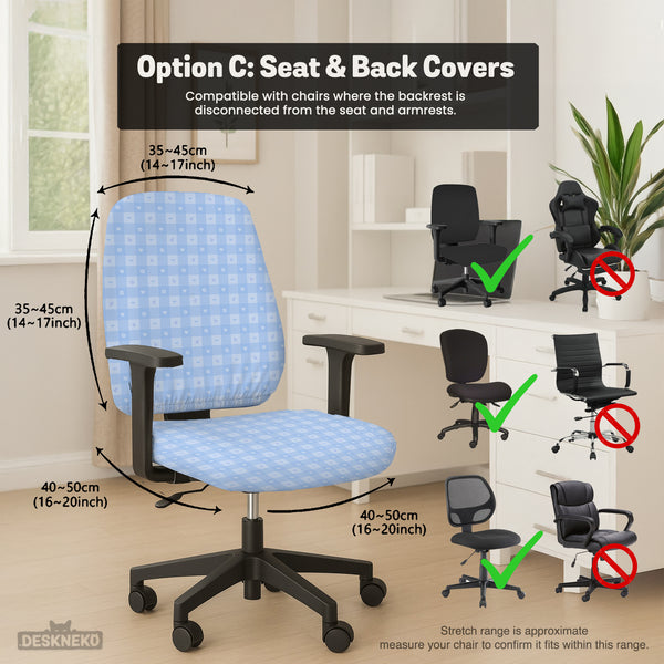 Blue Gingham Desk Chair Cover - Chair Covers - Deskneko - Desk Chair Covers