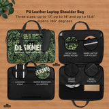 Botanical Cat Laptop Sleeve & Bag, Forest Green Aesthetic Case - Deskneko