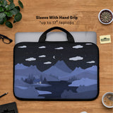 Whimisical Blue Cat Mountains Laptop Sleeve & Bag - Deskneko