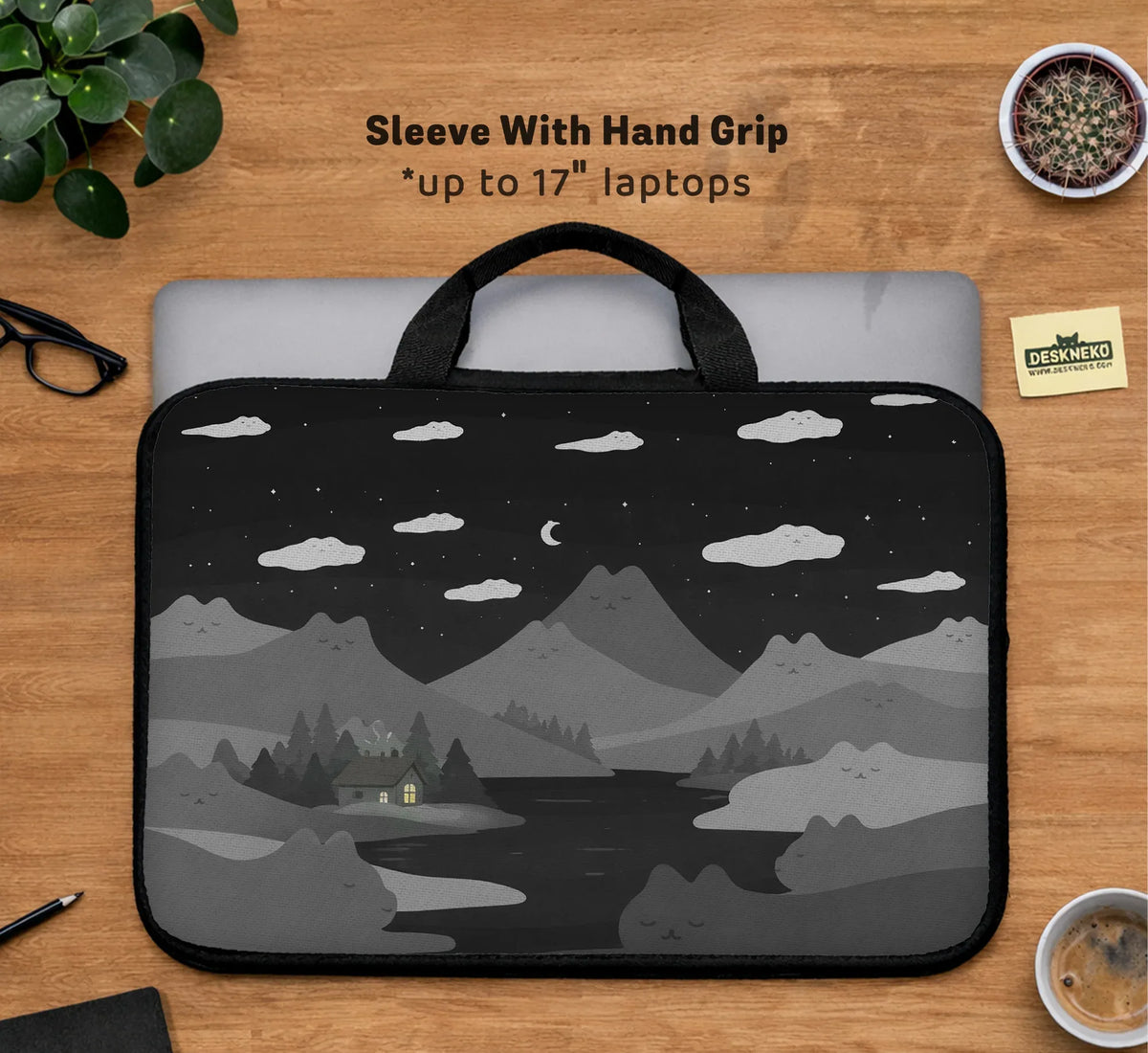 Black Cat Mountains Laptop Sleeve & Bag - Deskneko