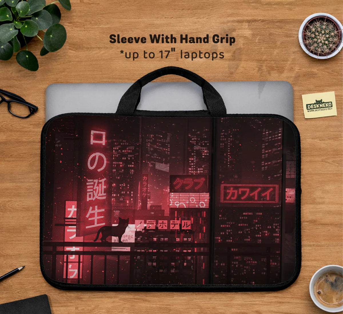 Red Cyberpunk Laptop Sleeve & Bag - Deskneko