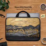 Gold Japandi Laptop Bag with Shoulder Strap - Deskneko