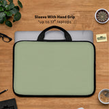 Sage Green Laptop Bag with Shoulder Strap & Handle - Deskneko
