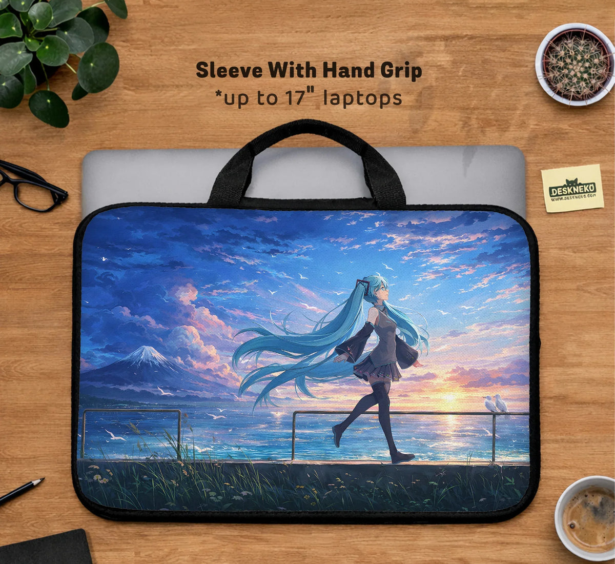 Blue Anime Laptop Sleeve with Handle - Deskneko