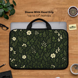 Dark Green Botanical Laptop Sleeve - Deskneko