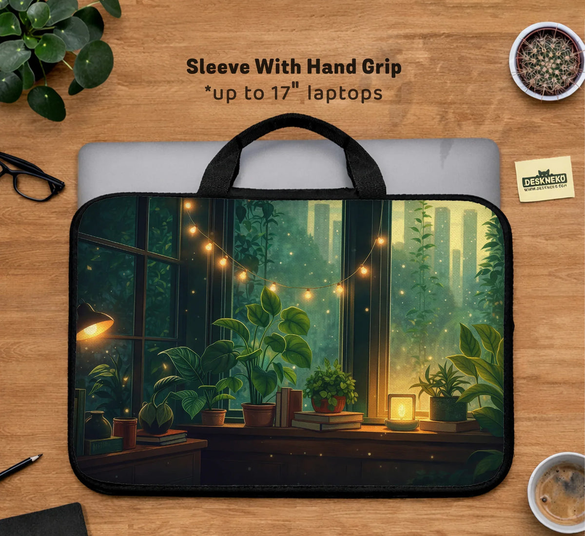 Cozy Green Window Laptop Sleeve & Bag - Deskneko