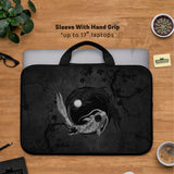 Dark Koi Yin Yang Laptop Sleeve & Bag, Japanese Ink Case - Deskneko