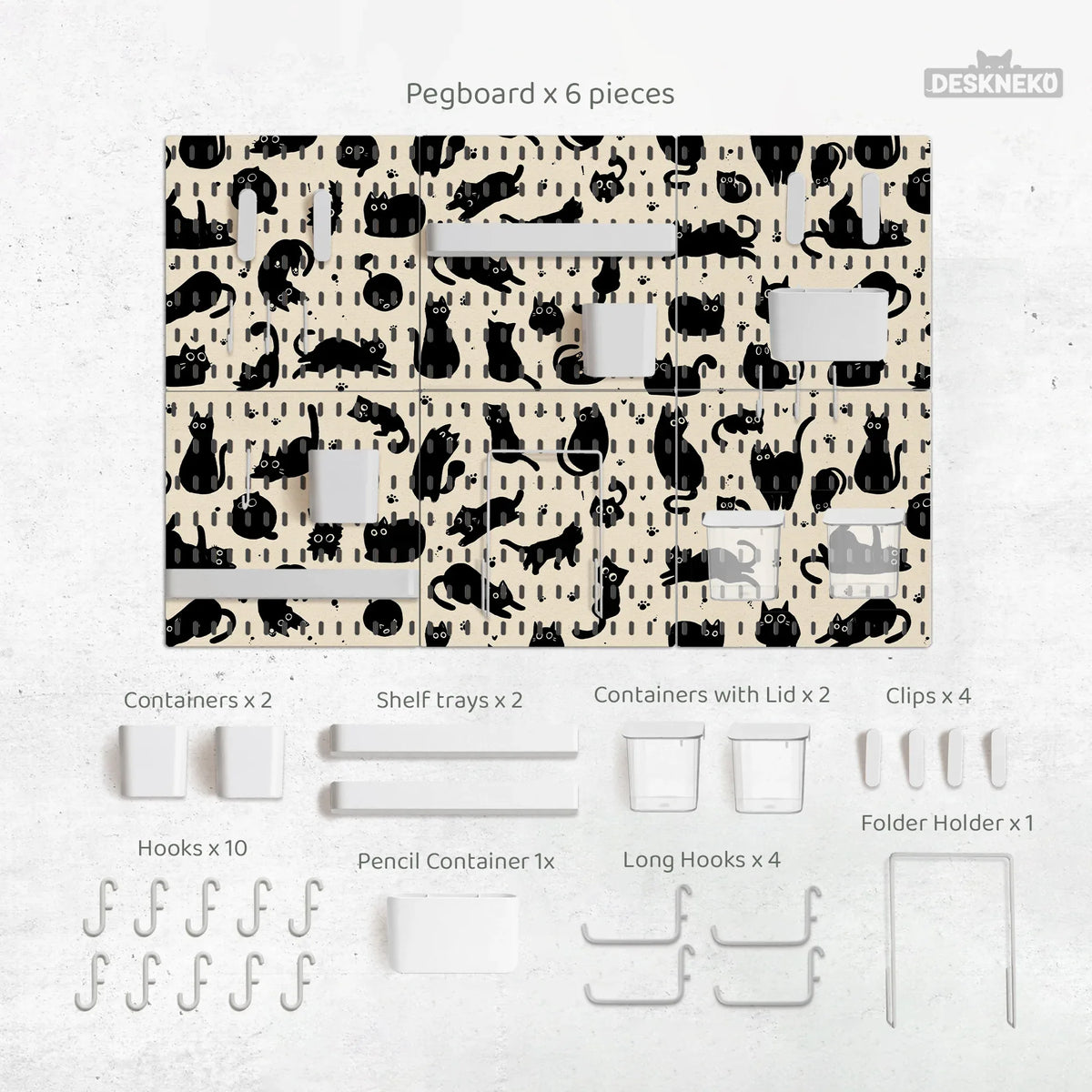 Black Cats Pegboard - Deskneko