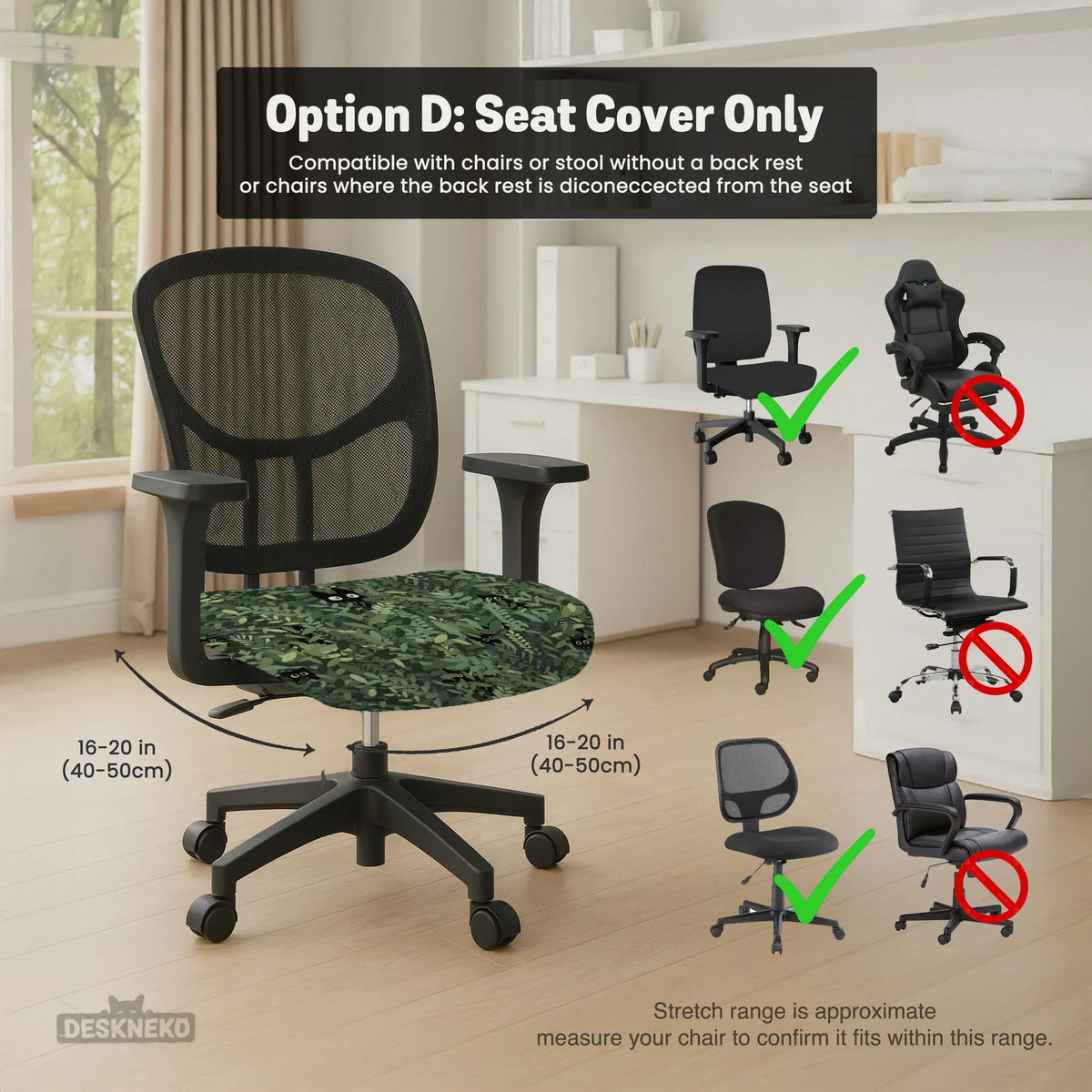 Forest Cat Desk Chair Cover for Office and Gaming Chairs - Deskneko