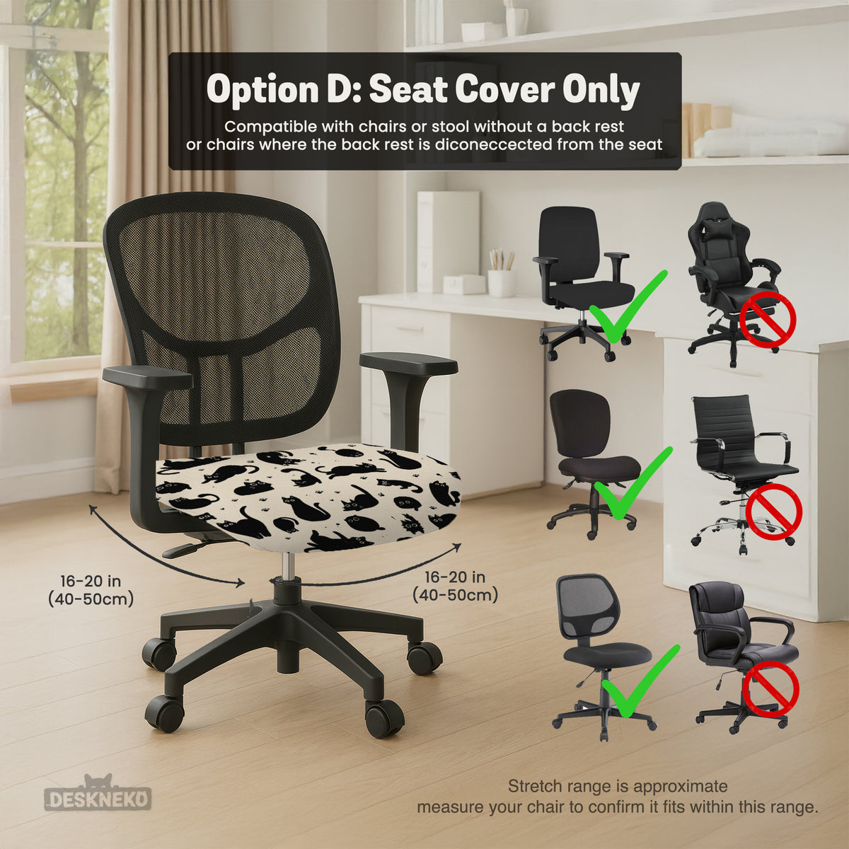 Black Cat Desk Chair Cover - Chair Covers - Deskneko - Desk Chair Covers