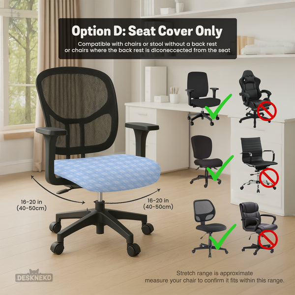 Blue Gingham Desk Chair Cover - Chair Covers - Deskneko - Desk Chair Covers