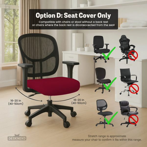 Burgundy Office Chair Cover for Desk Chairs and Home Offices - Deskneko