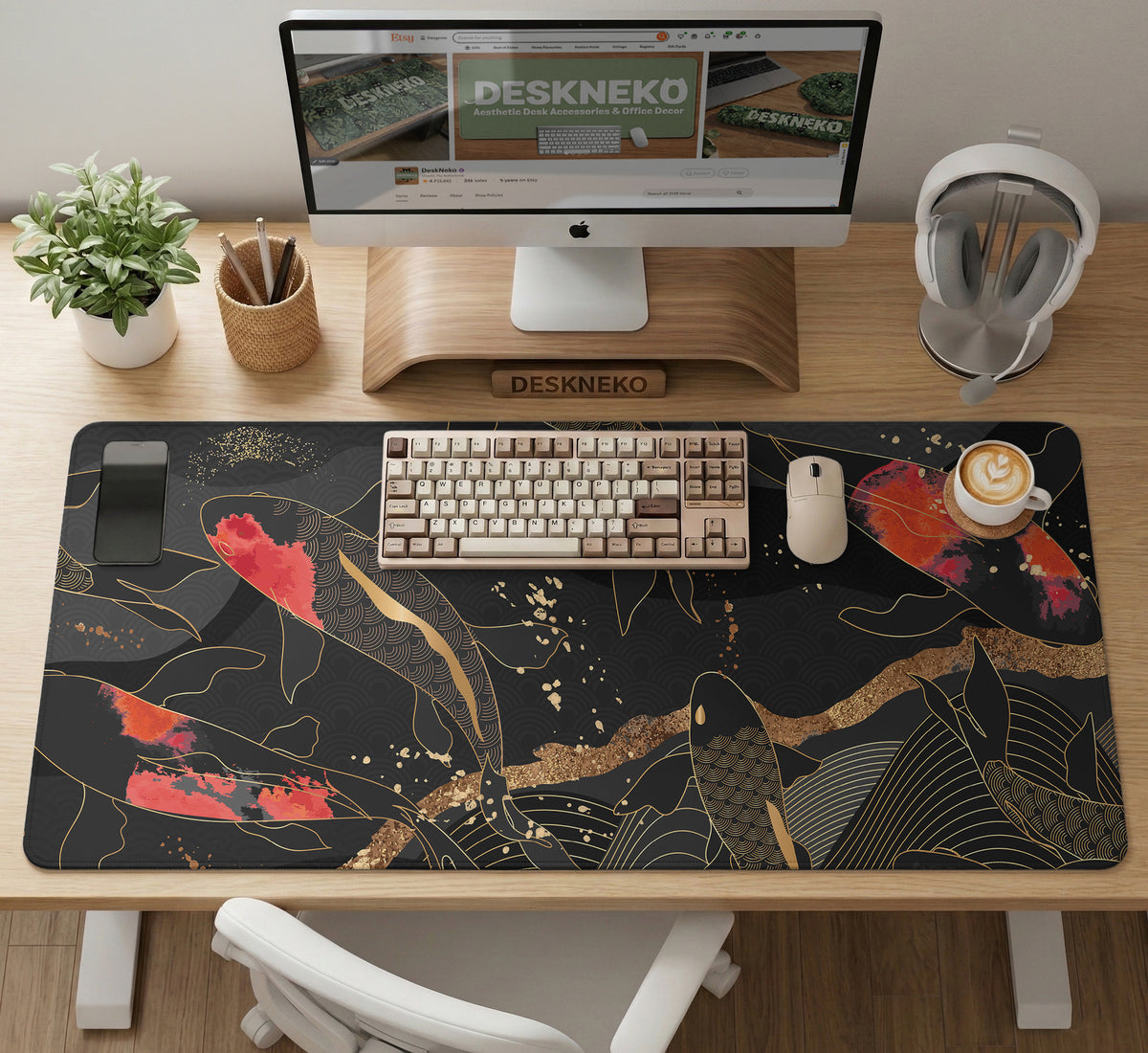 Koi Waves Desk Mat - Desk Mat - Deskneko - Desk Mats & Mousepads