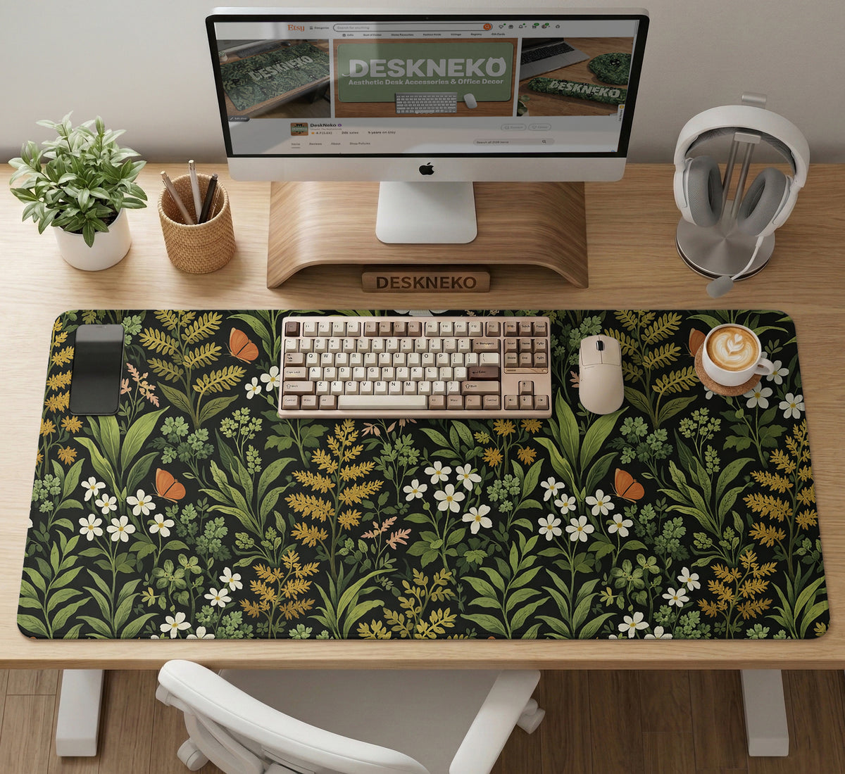 Dark Botanical Desk Mat - Desk Mat - Deskneko - Desk Mats & Mousepads