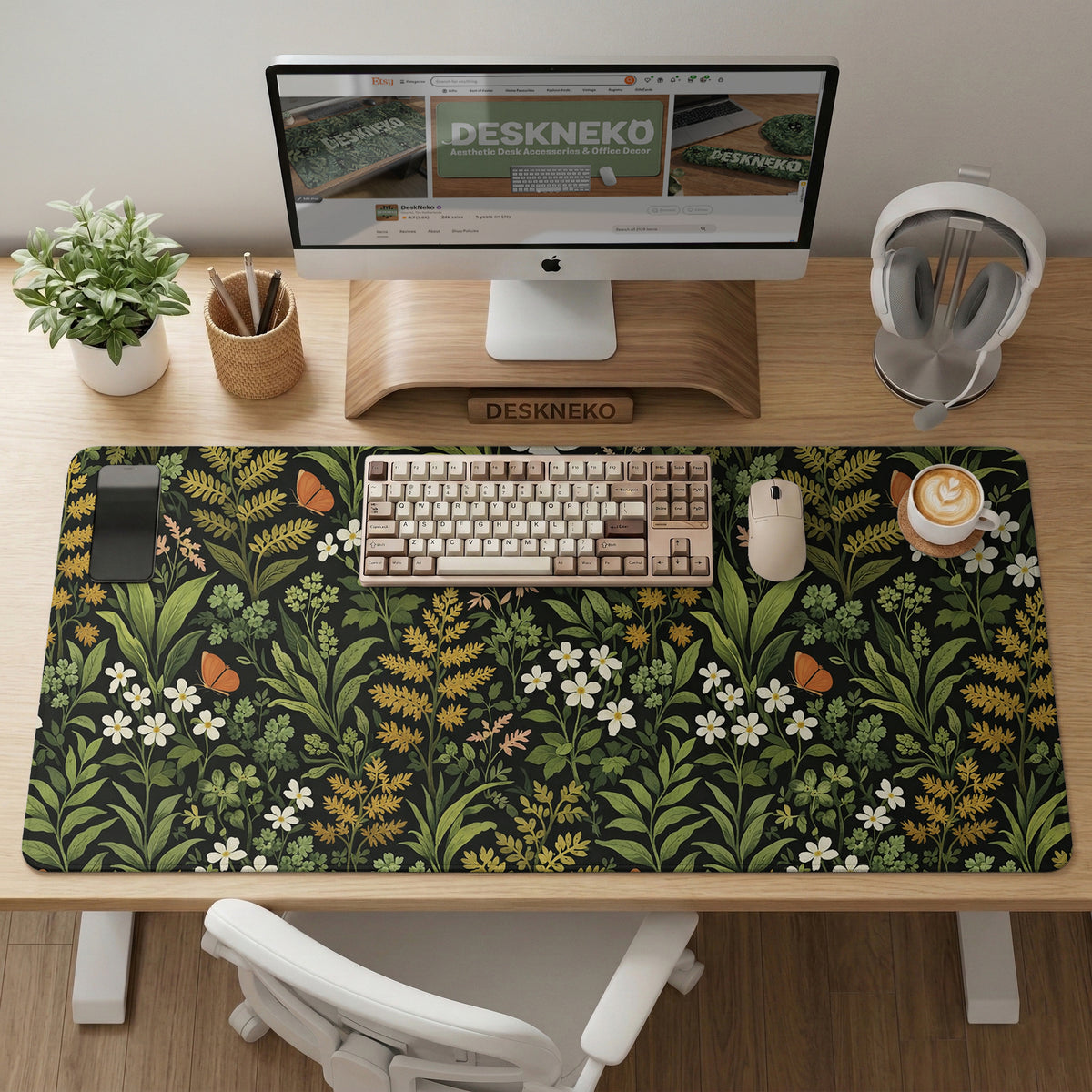 Dark Botanical Desk Mat - Desk Mat - Deskneko - Desk Mats & Mousepads