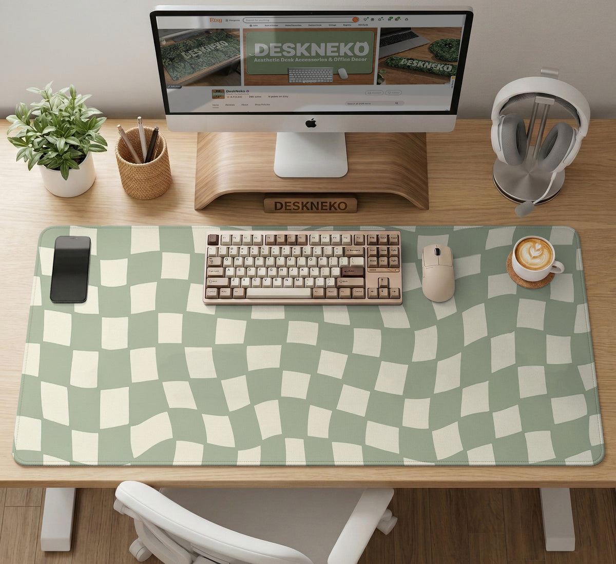 Green Checker Desk Mat - Desk Mat - Deskneko - Desk Mats & Mousepads