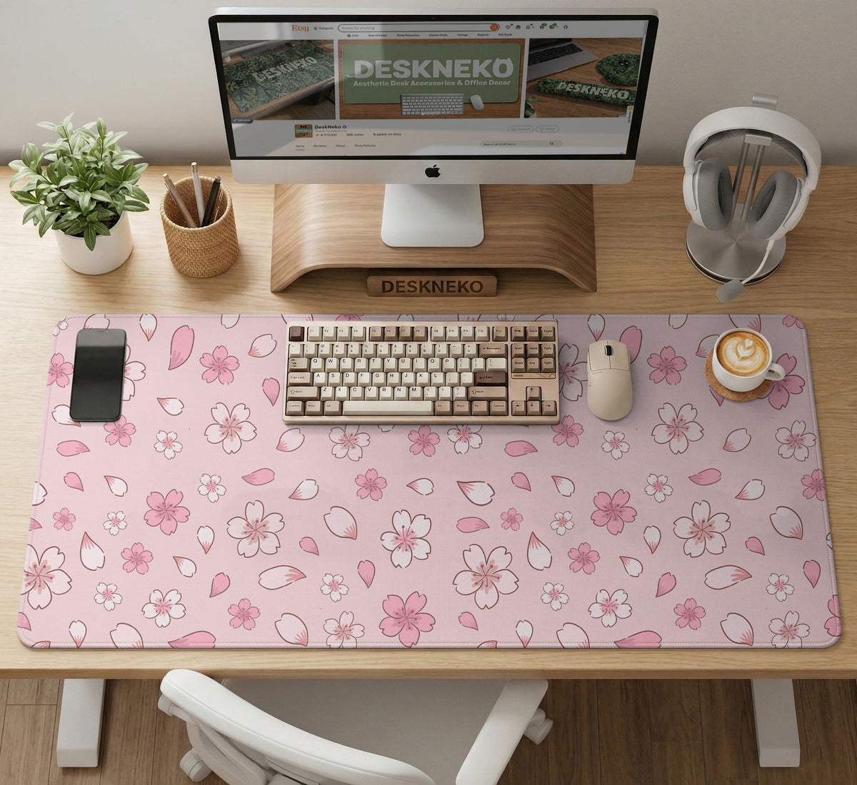 Sakura Gaming Desk Mat - LED Mousepad - Deskneko - Gaming Desk Mats