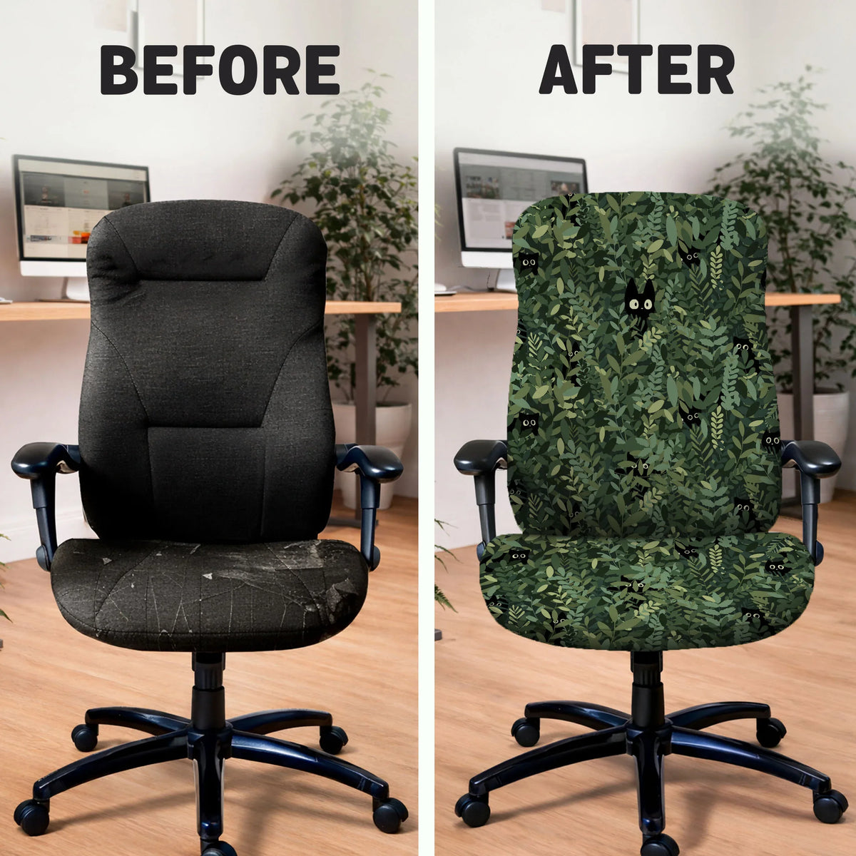 Forest Cat Desk Chair Cover for Office and Gaming Chairs - Deskneko