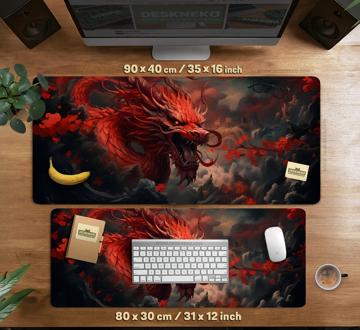 Crimson Red Dragon Desk Mat Mousepad - Desk Mat - Deskneko - Desk Mats & Mousepads