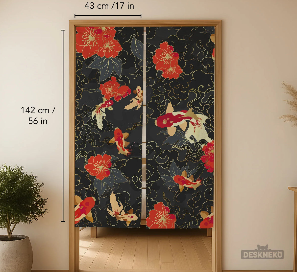 Japanese Koi Fish Noren Door Curtain Room Divider - Deskneko