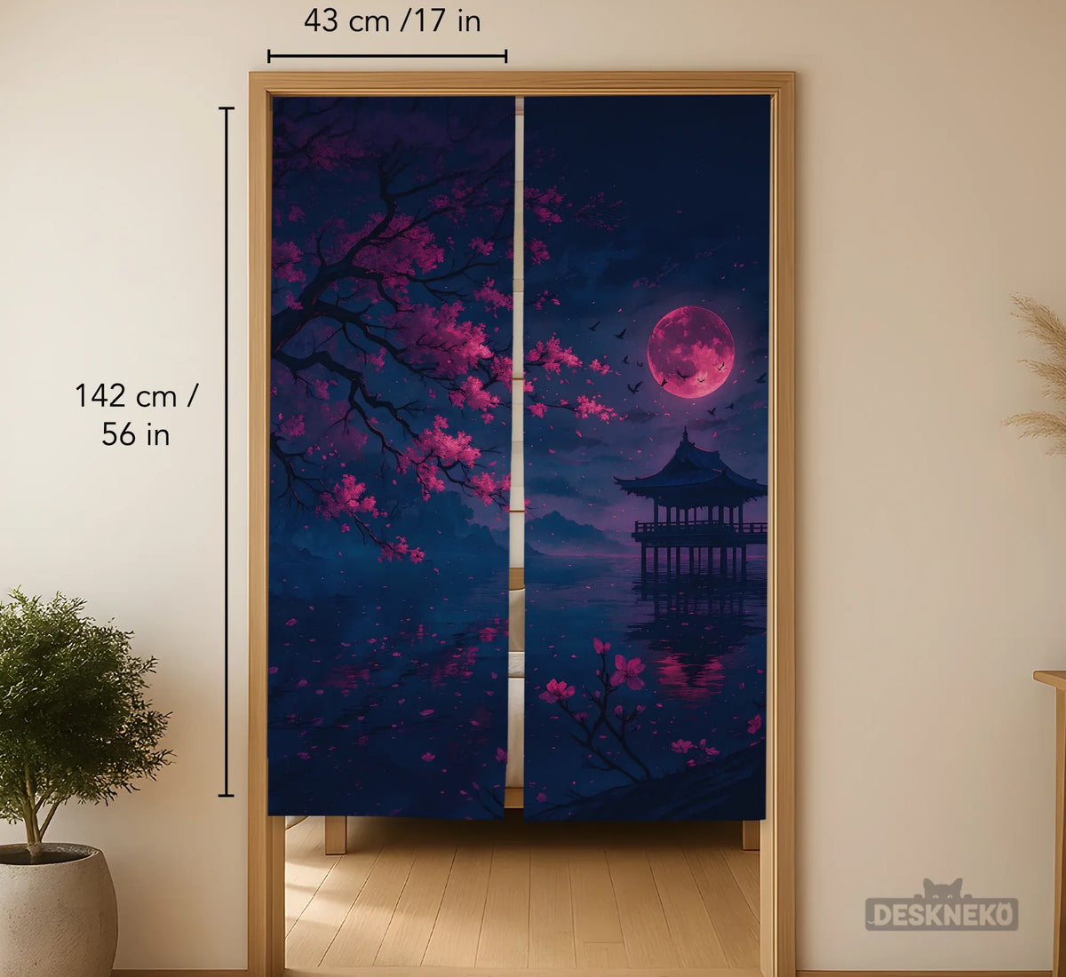 Dark Sakura Noren Door Curtain - Deskneko