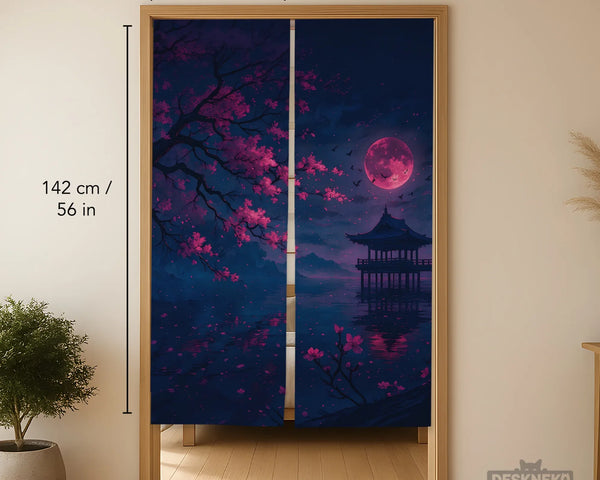 Dark Sakura Noren Door Curtain - Deskneko